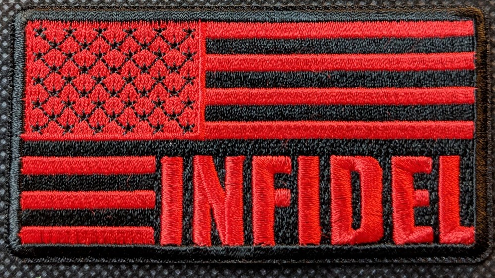 Infidel Red American Flag Embroidered Biker Patch