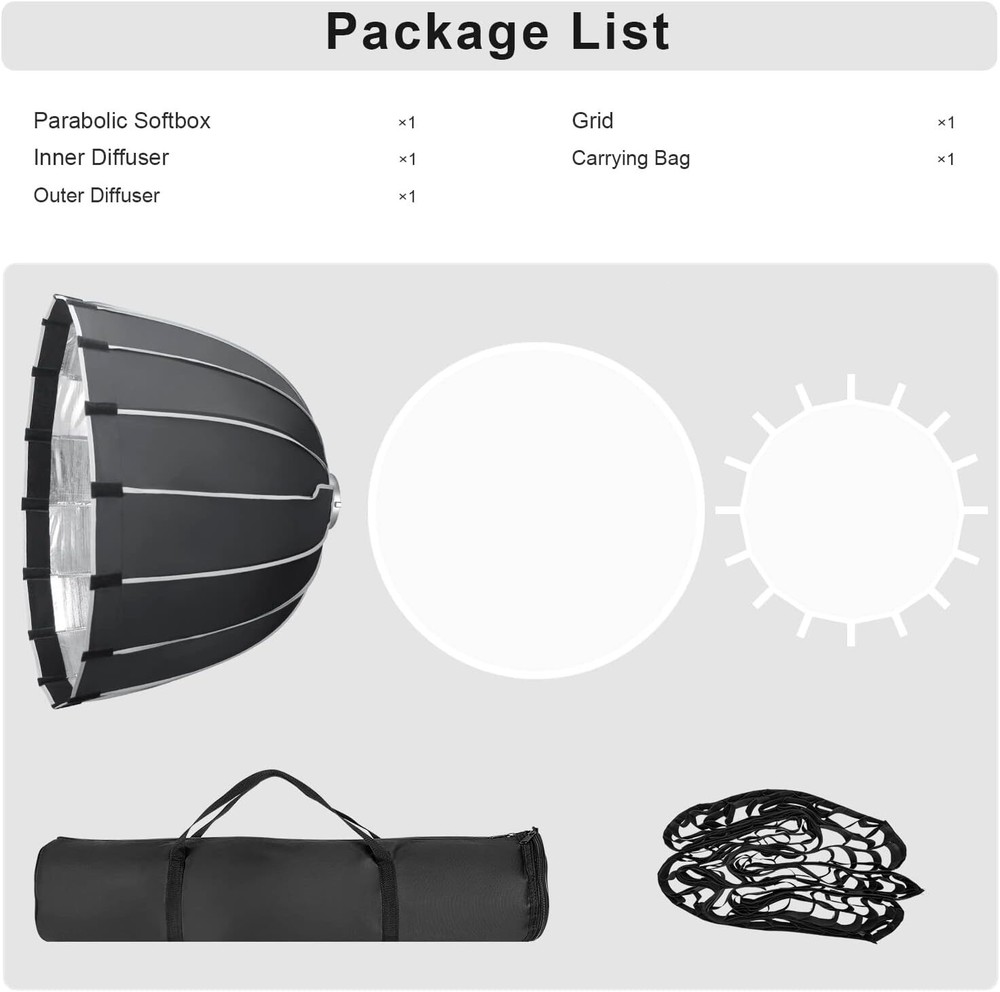 FOMITO Parabolic Softbox 47.2 inch/120cm Quick Release Deep Light Soft Box