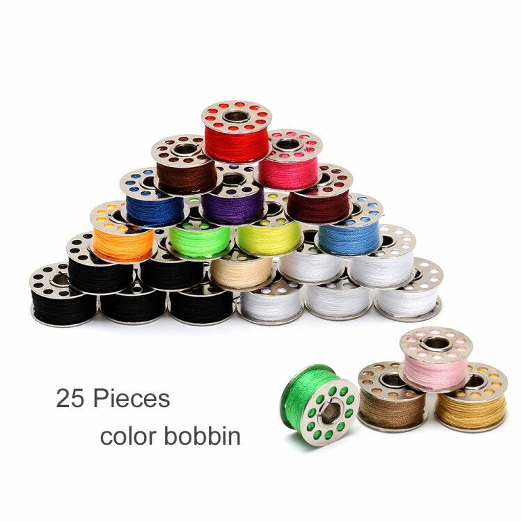 25 Pcs Bobbins and Sewing Threads Prewound Bobbin Thread Assorted Colors