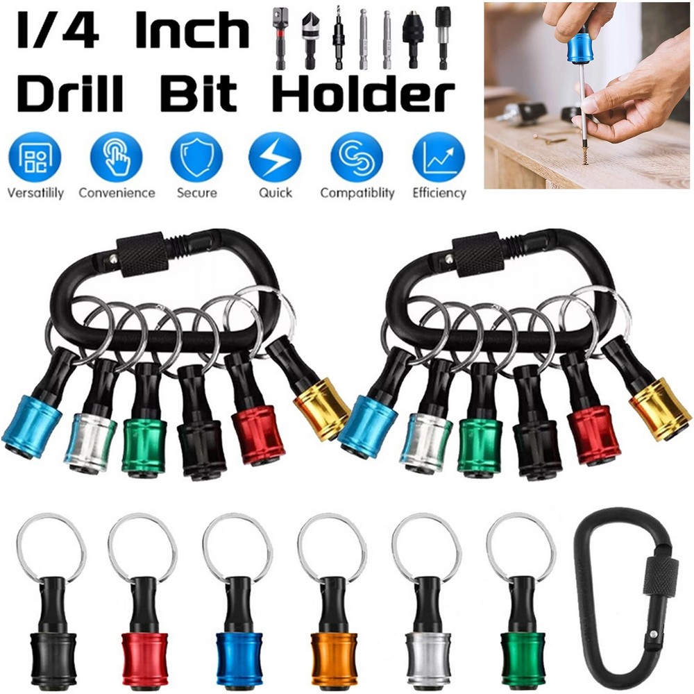 14Pcs 1/4" Hex Shank Quick Release Keychain Screwdriver Drill Bit Holder Bit Set
