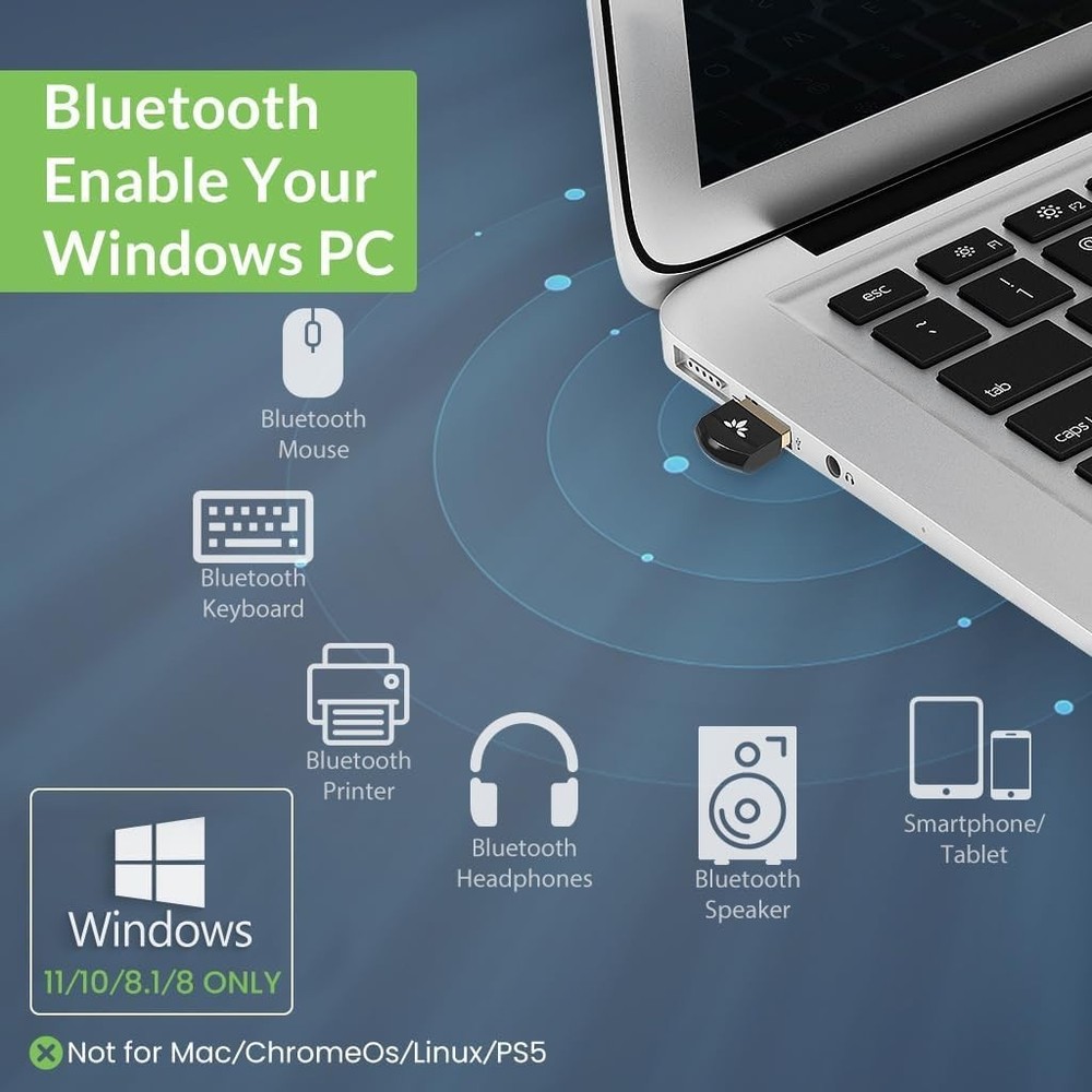 DG45 USB Bluetooth Adapter Dongle for Windows 11/10/8.1/8 - Connect 7 Devices