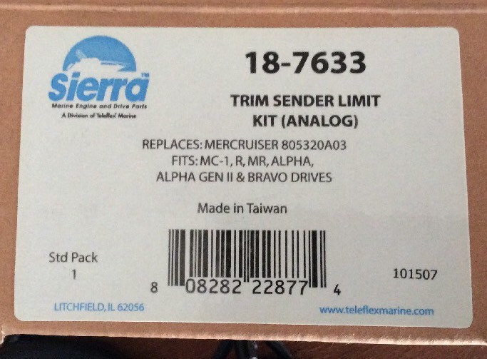 Mercruiser Alpha MC R MR Bravo Trim Limit Sender Kit 805320A03 Sierra 18-7633