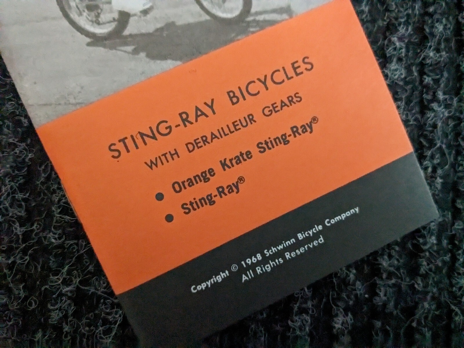 SCHWINN 1968 KRATE & 5 Speed Bicycle Stingray Owners Manual