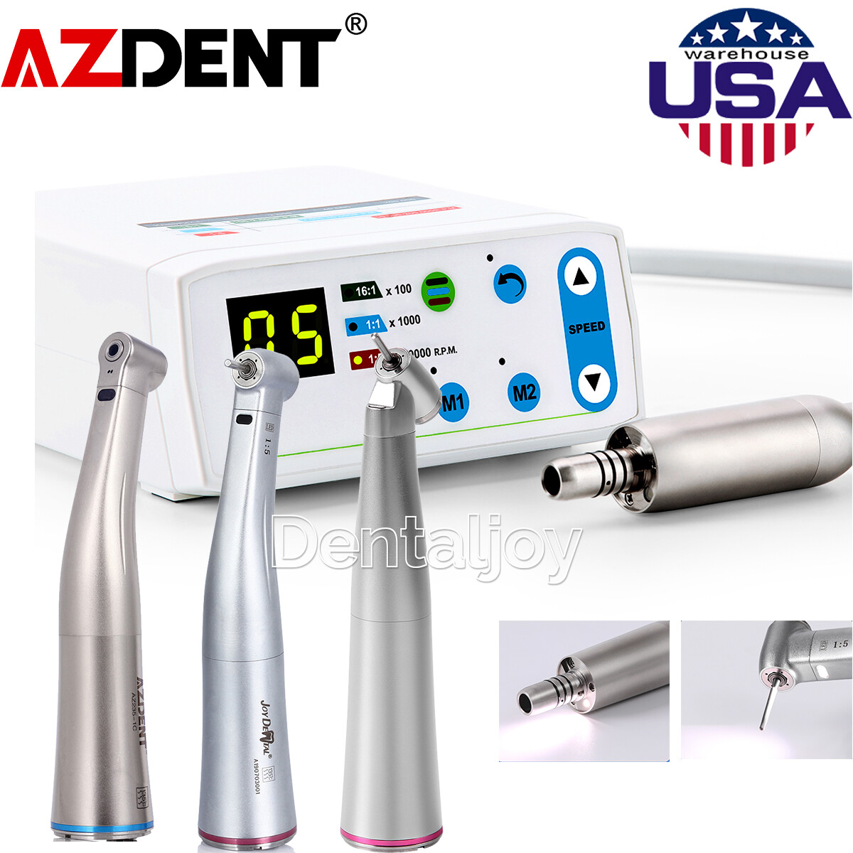 AZDENT Dental LED Brushless Electric Micro Motor /LED 1:5 1:1 1:4.2 Handpiece