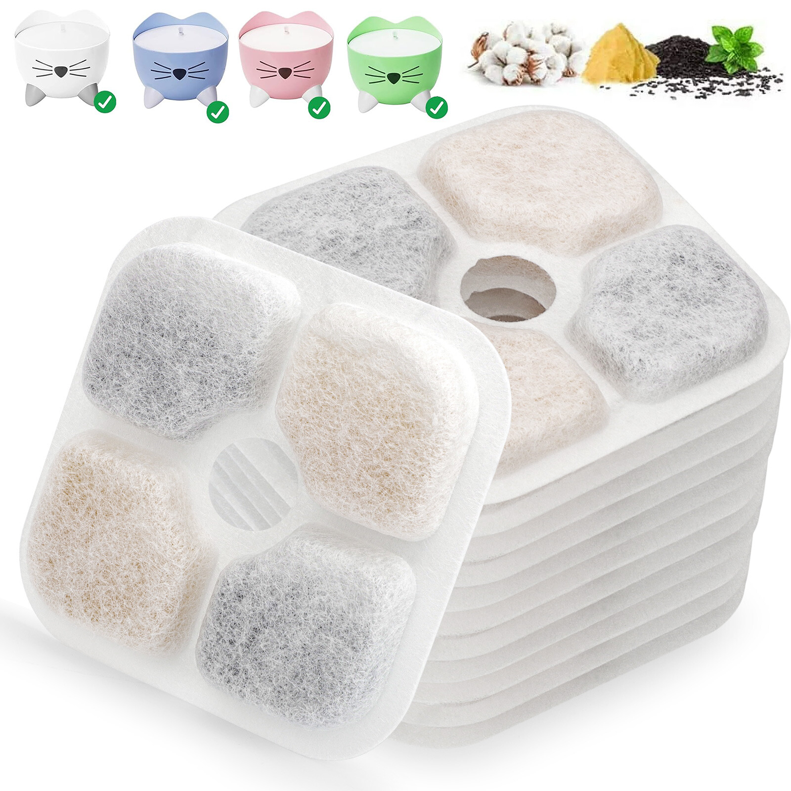 12pcs Cat Water Fountain Filters Fits for Catit PIXI All 80oz Pet Fountain