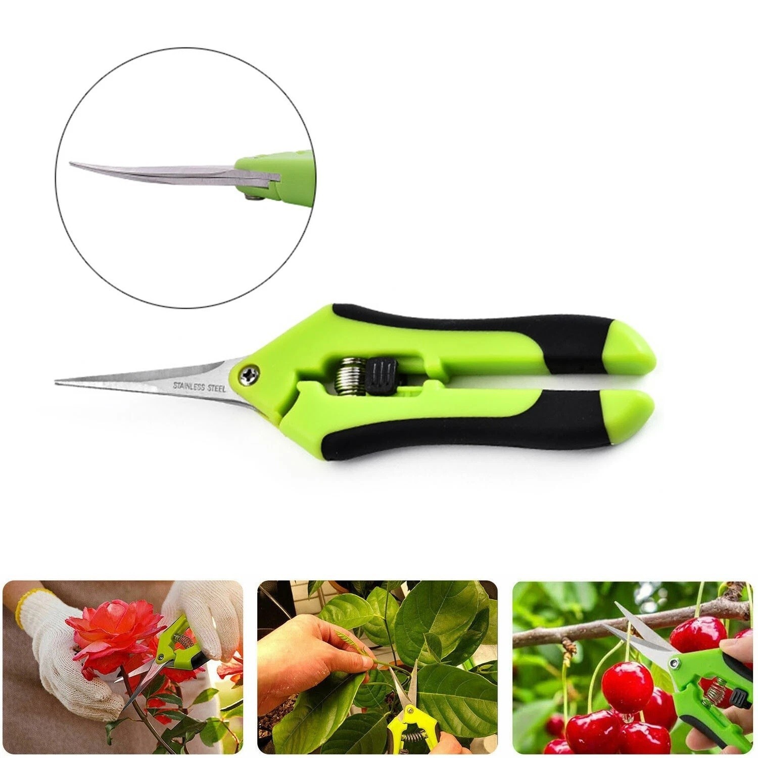 6 Pack Curved Blade Garden Scissors Trimmers Harvest Pruning Plants Trimming