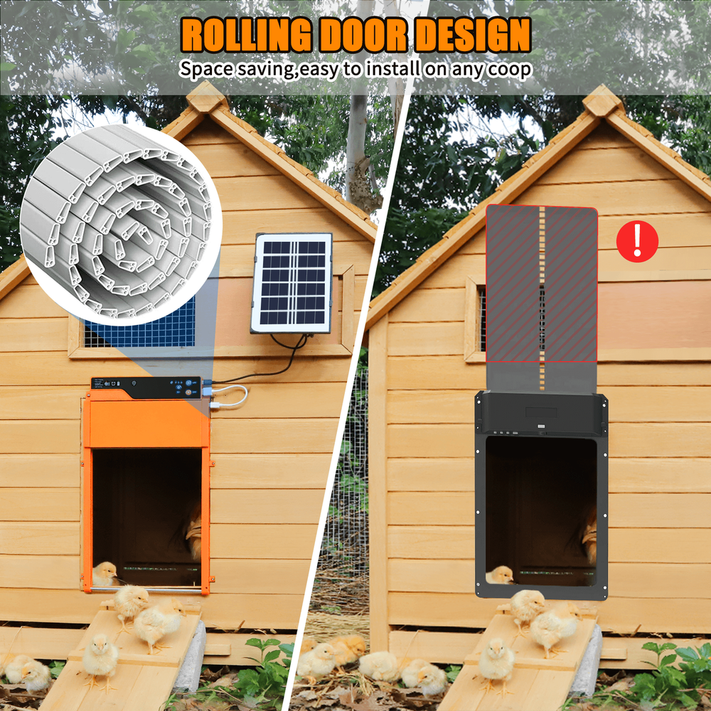 Auto Chicken Coop Door Solar Powered LCD Timer Light Remote Control Poultry Gate