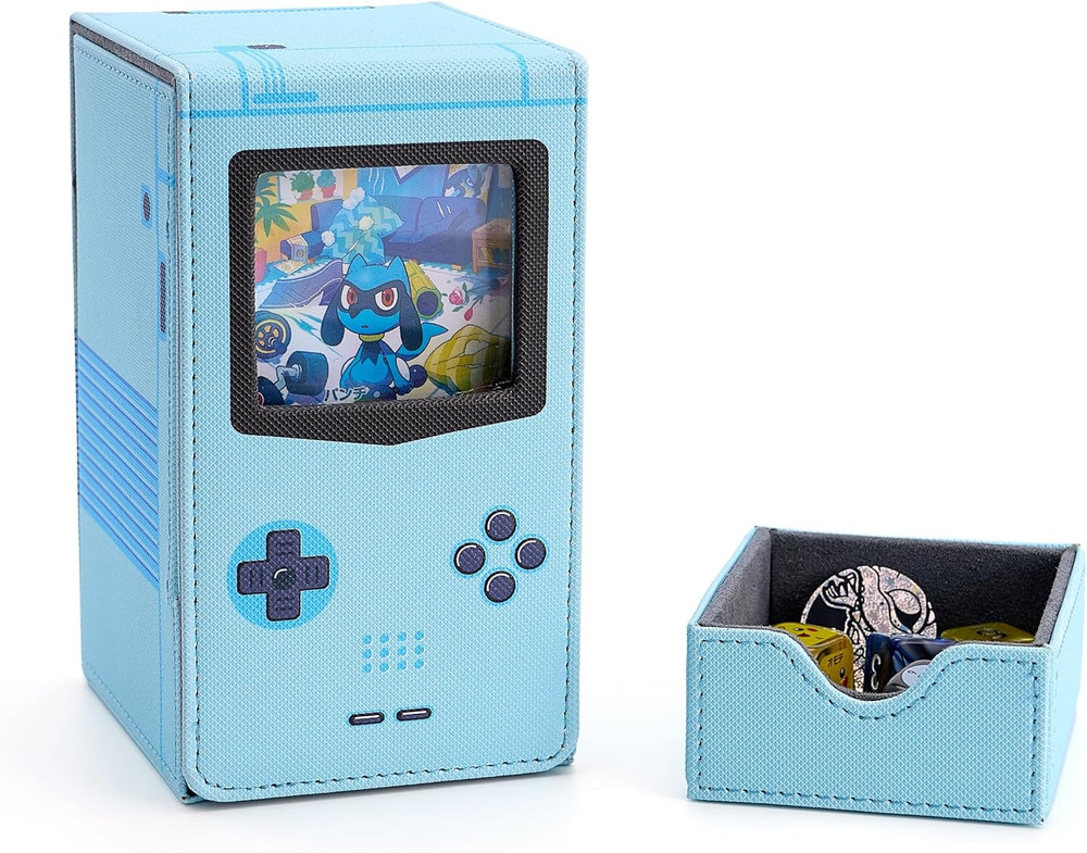 Retro Gaming Console MTG Deck Box with Dice Tray, Card Deck Case with Commander