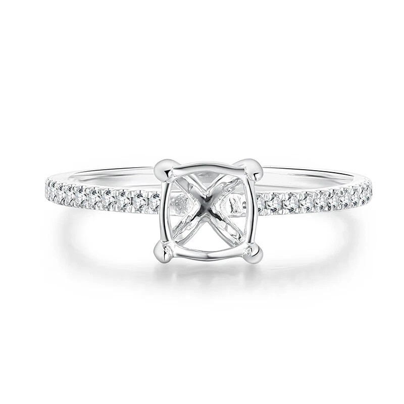 Semi Mount Ring Setting Square 6mm 925 Sterling Silver