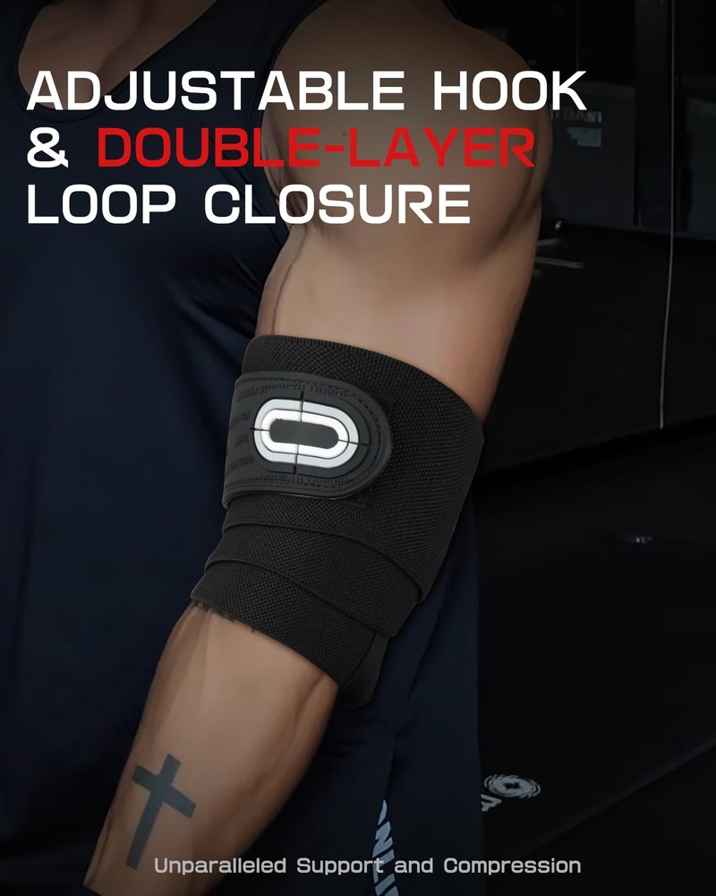 Elbow Wraps for Weightlifting (1 Pair) - Double-Layer Reinforced 40'' Elastic...