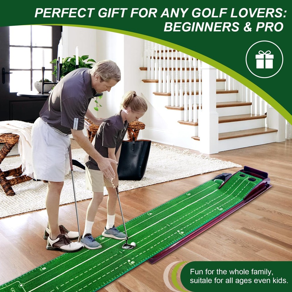 Golf Putting Green for Indoors - Mat with Automatic Ball Return Machine Mini