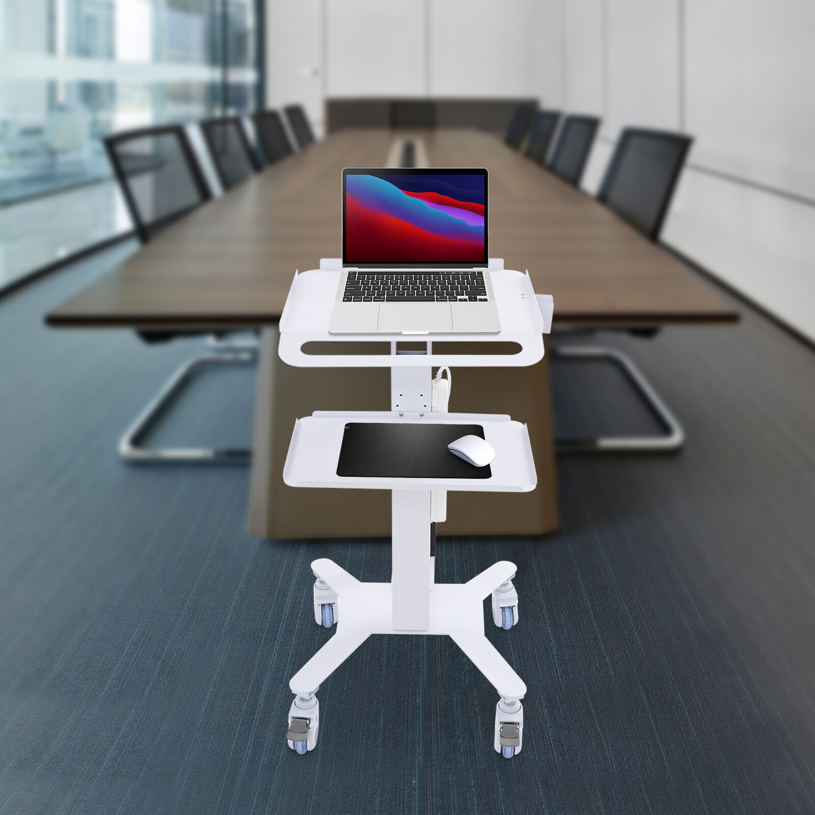 Mobile PC Cart Rolling Computer Workstation Adjustable Hospital Beauty Spa Cart