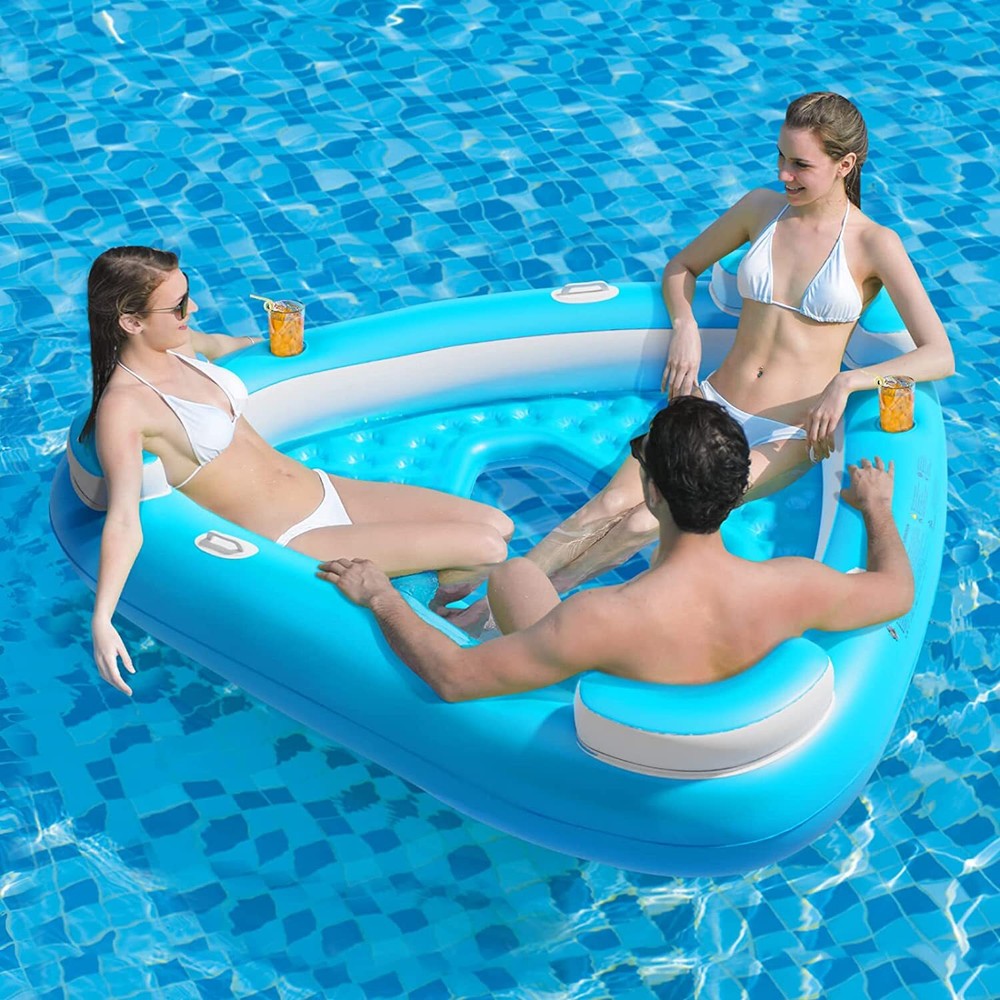 Floating Island Pool Float - Inflatable Lake Float Pool Lounger Raft Water Float