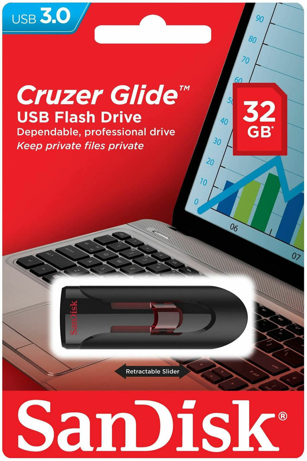 SanDisk Cruzer Glide USB 3.0 16GB 32GB 64GB 128GB Flash Drive Thumb Stick Memory