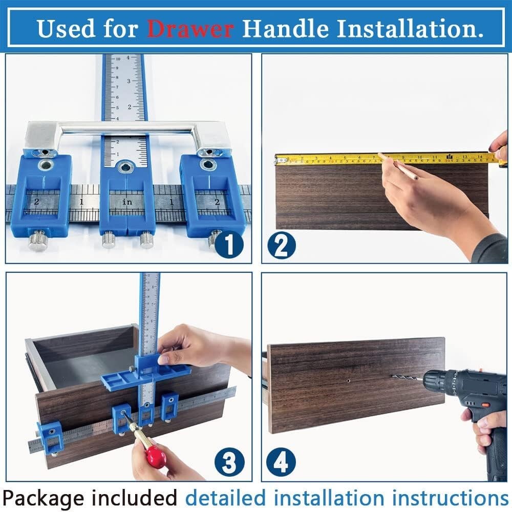 Precision Cabinet Hardware Jig with Automatic Center Punch - Versatile Tool