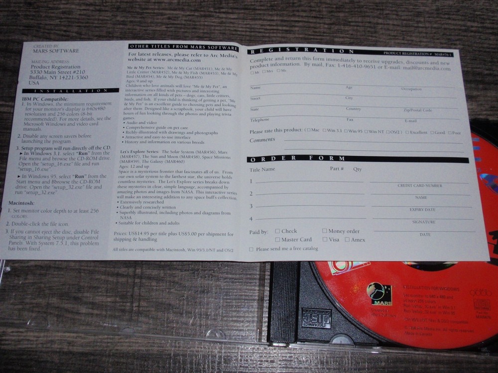 Science Arcade Ages 6-12 PC/Mac CD-ROM OS/2 Windows 95/NT/3.1 Mars Software 1999
