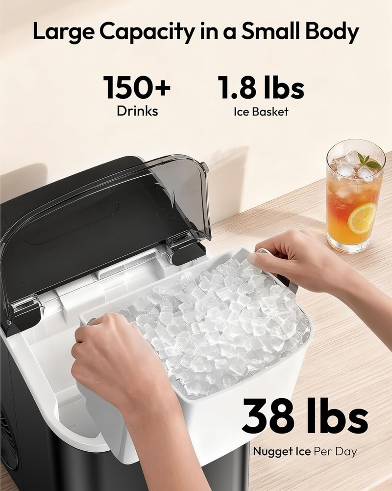 Black Nugget Ice Maker 38 lbs