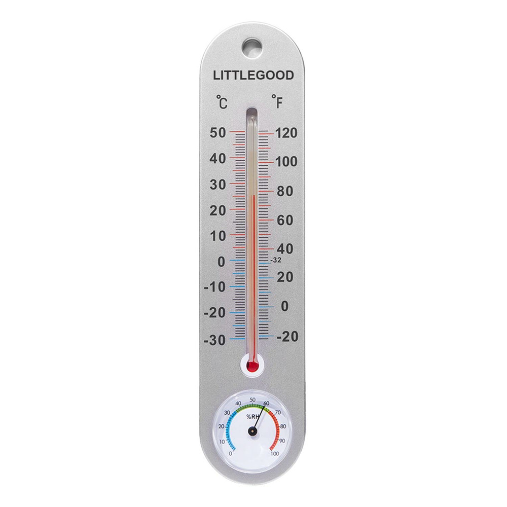 Vertical Indoor Thermometer & Hygrometer - 9.8 Inch Wall Mounted, Temperature &