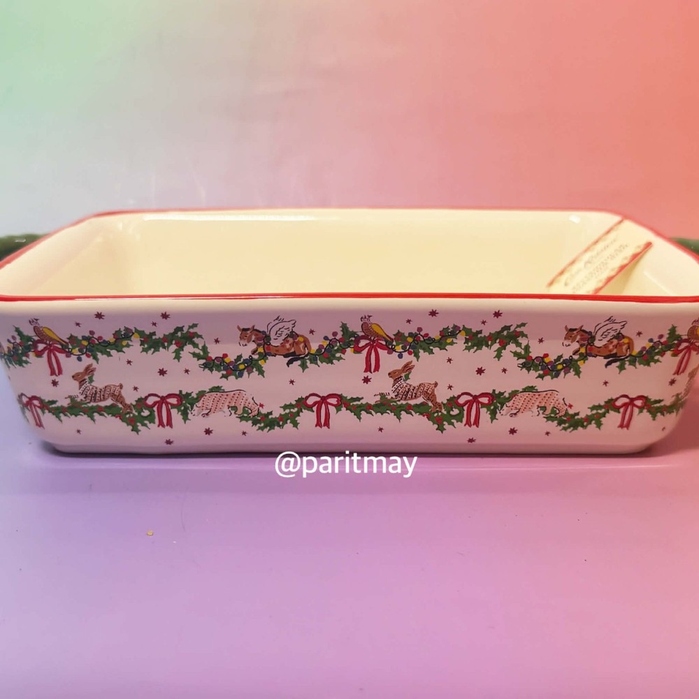 Cath Kidston Christmas Medium Rectangular Roaster w/ Handles 8.5x6 (NEW)