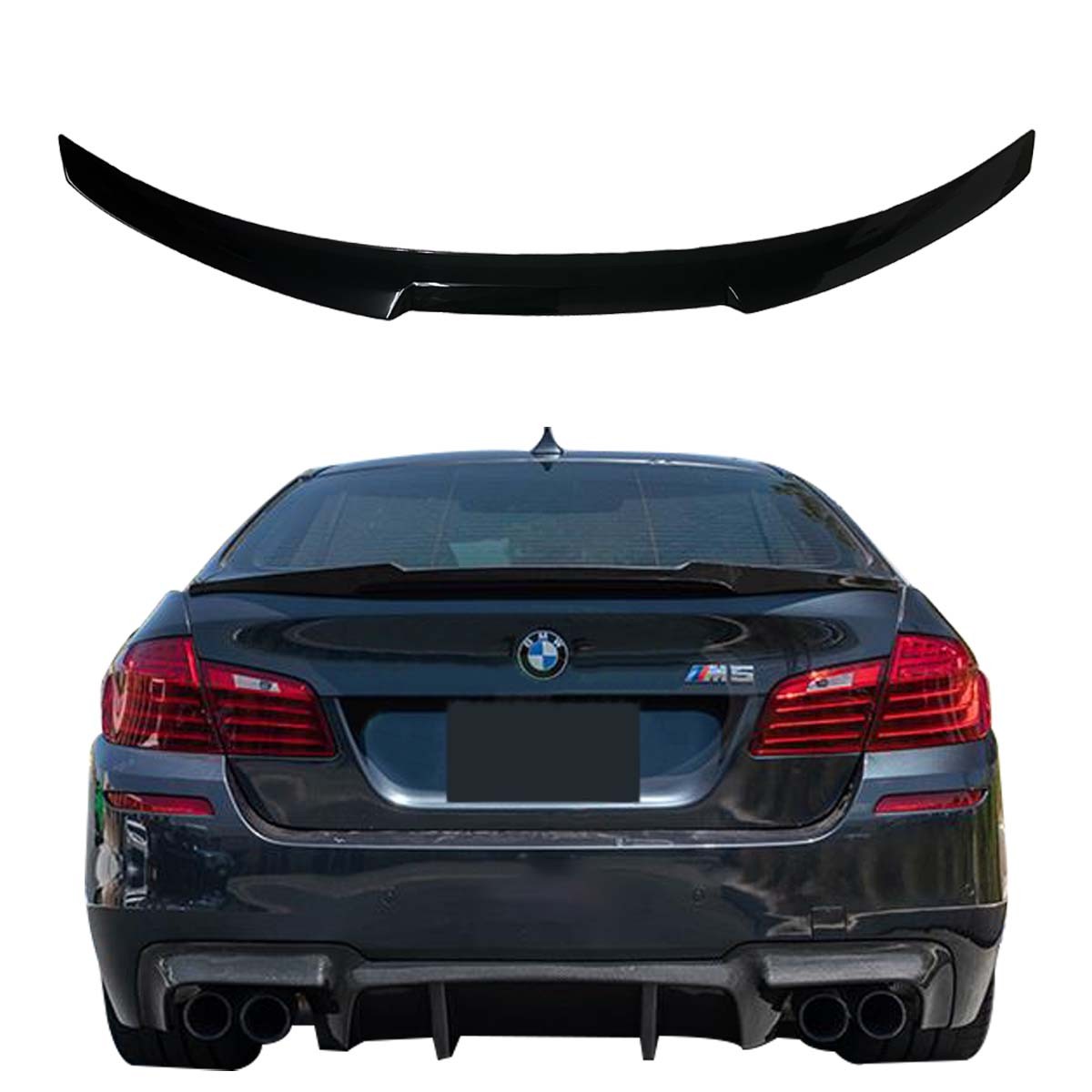 Fit 2011-16 BMW F10 5-Series Sedan Gloss Black M4 Style Rear Trunk Spoiler Wing