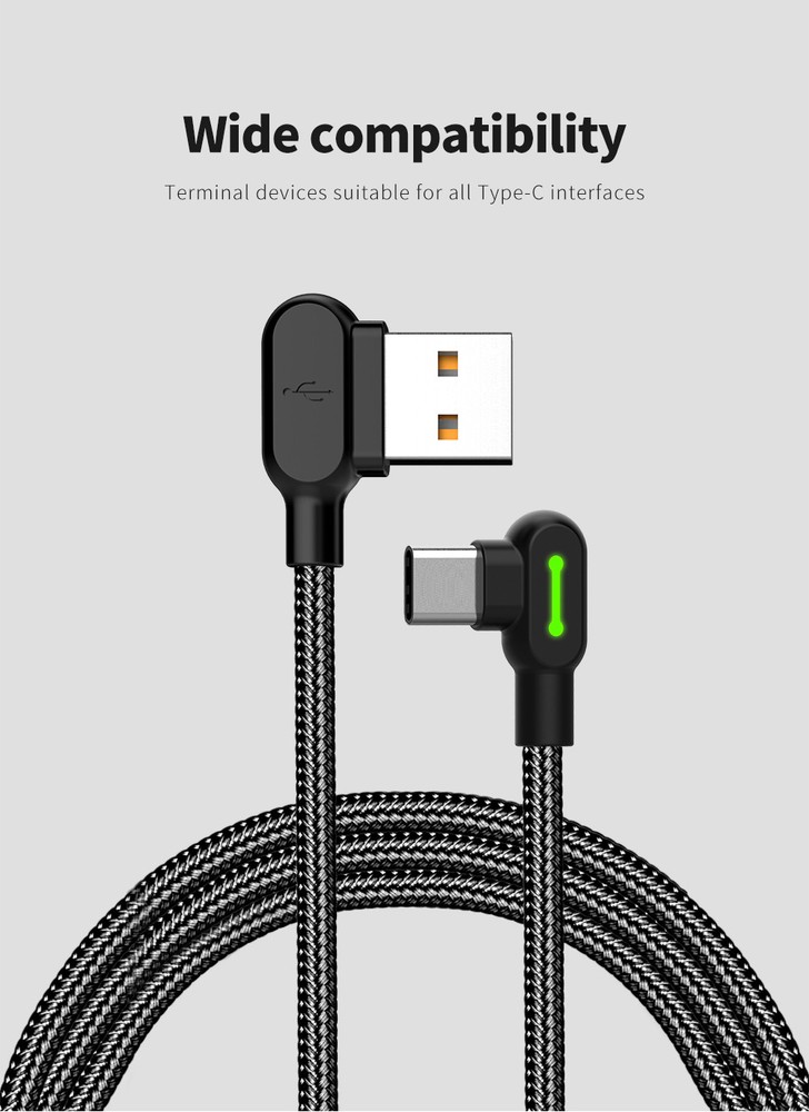 MCDODO 90 Degree Right Angle Braided USB Charger Charging Sync Type C Cable Cord