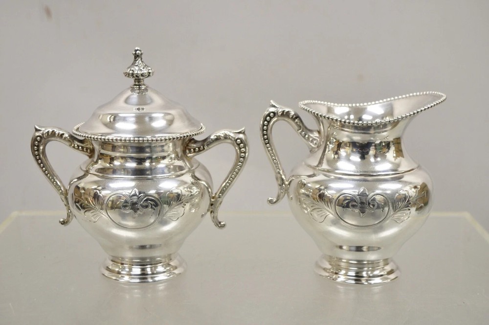 Antique Manhattan Silver Plate Co Silver Plated Tea Serving Set - 4pc Set