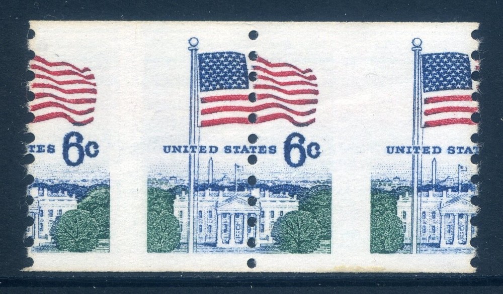 1338A, 6¢ Flag Misperf Pair, Mint NH
