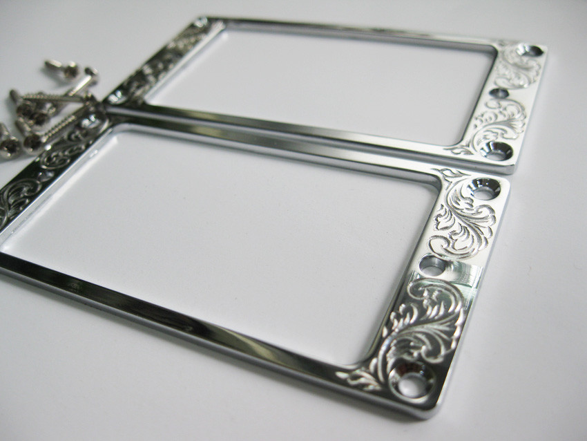 Hand engraved classical pattern silver color metal Humbucker Pickup Rings