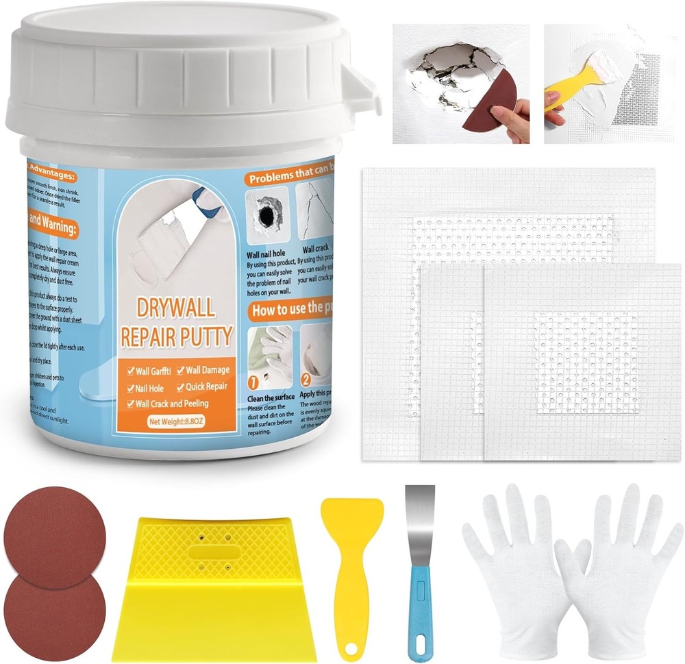 Drywall Repair Kit, Patch 8.8OZ White Wall Putty Kit