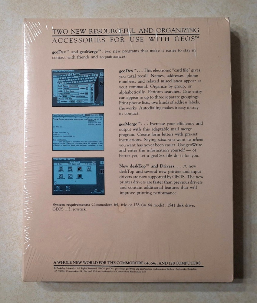 Geodex GEOS Accessories Commodore 64 128 Software Berkeley Softworks NEW SEALED