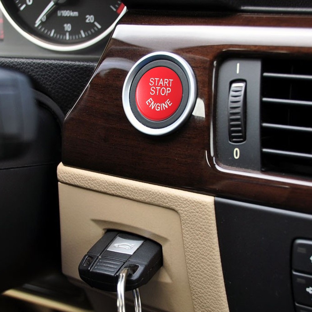 1pc Red Start Stop Engine Button Switch Cover Trim Fit For BMW X5 E70 2007-2013