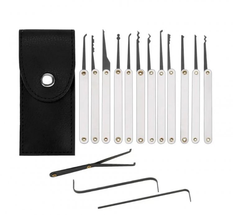 15Pcs Classic Stainless Steel Lock Tools Portable Car Unlocking Kit Tools
