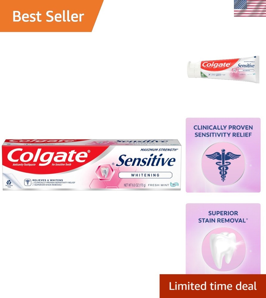 Sensitive Teeth Whitening Toothpaste -  Approved, 6oz for Lasting Relief