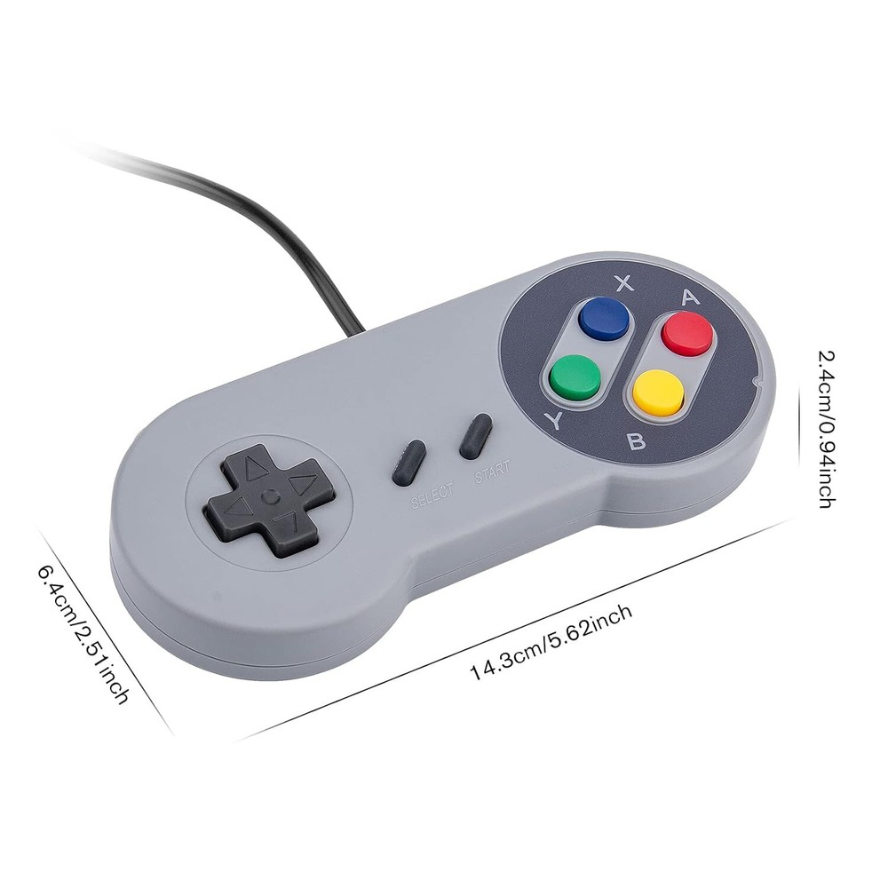 2 Pack USB Long Wired Super Nintendo SNES PC Controller Gamepad Joystick