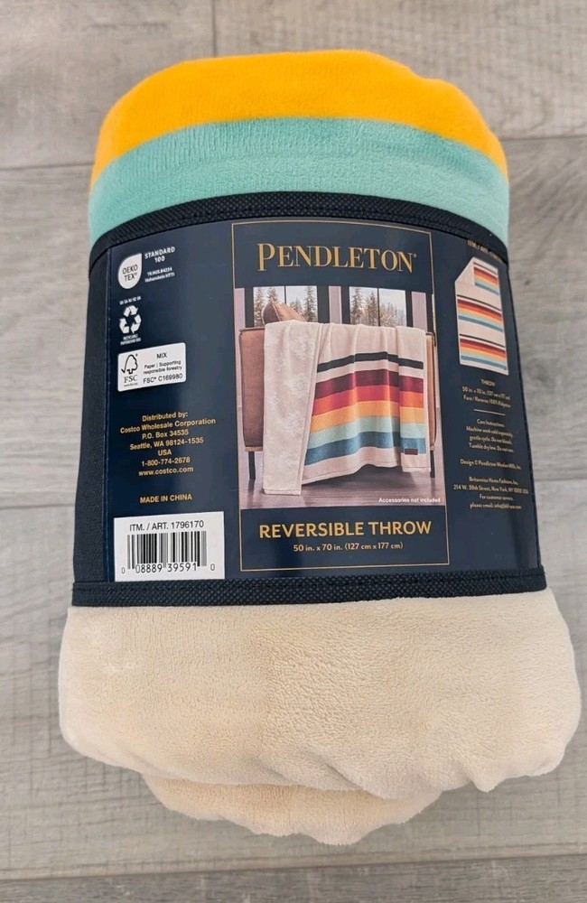 Pendleton Reversible Plush Throw, Mount Foraker 50x70in 100% Polyester, Soft NEW