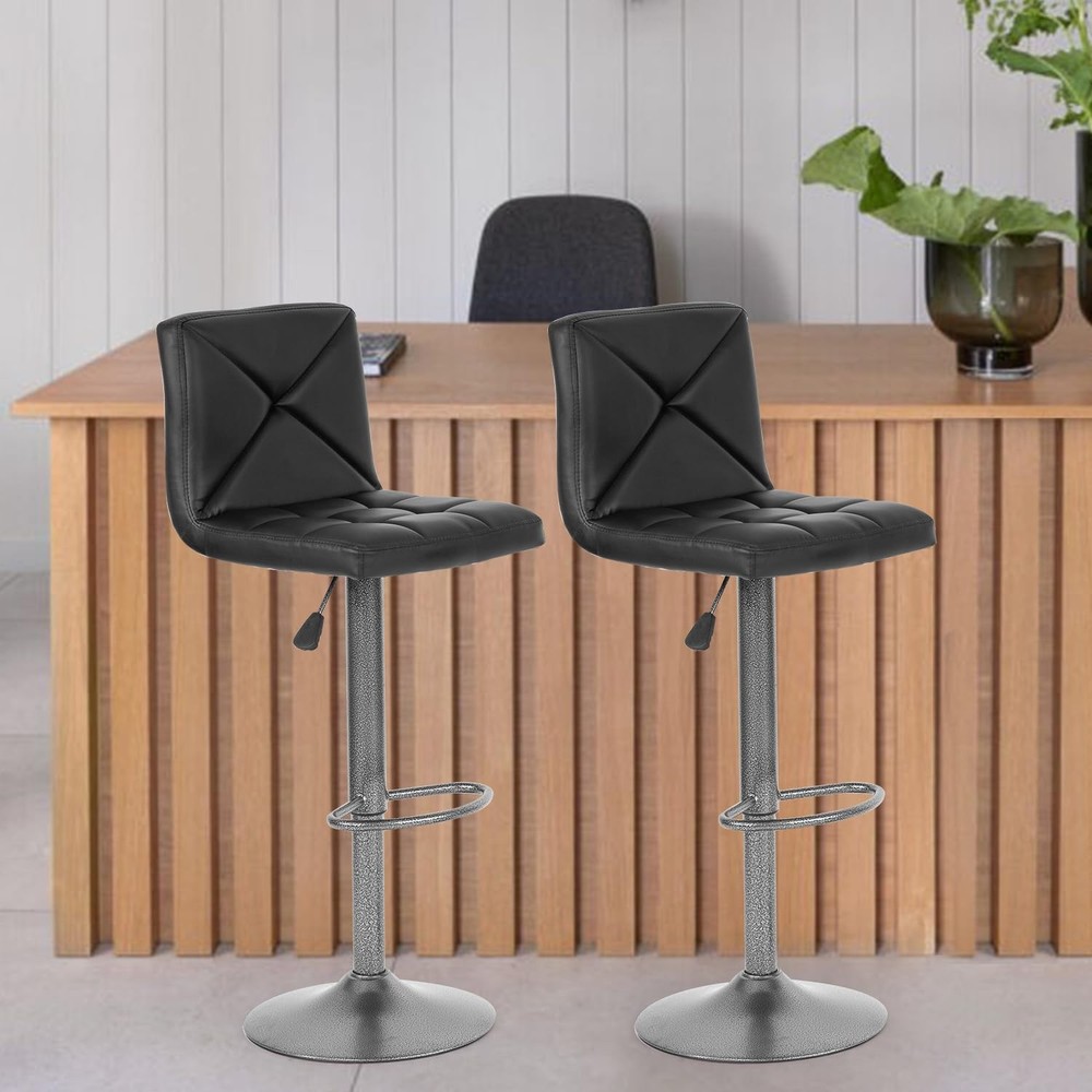 Armless Height Adjustable Swivel Barstools Set of 2