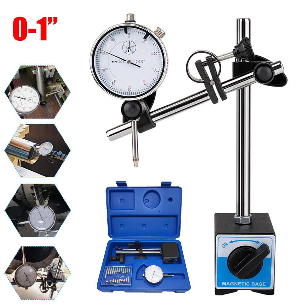 Dial Indicator with Magnetic Base 0.001"Precision Gauge Test Indicator Point Set
