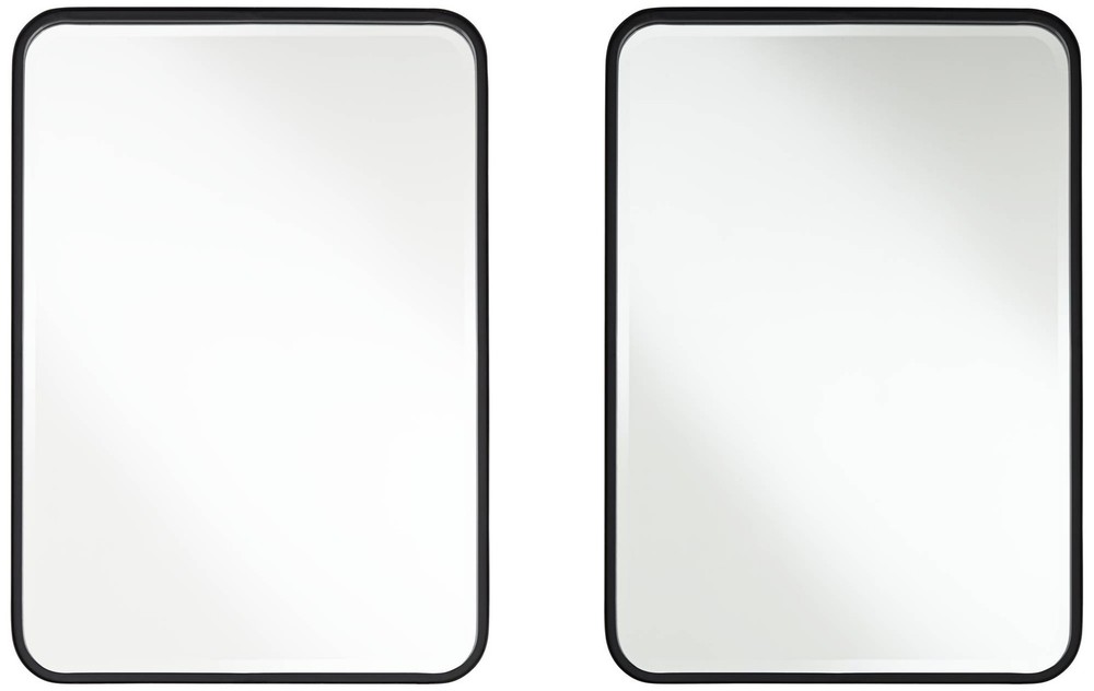 Soren Black 24" x 34" Rounded Edge Rectangular Mirrors Set of 2