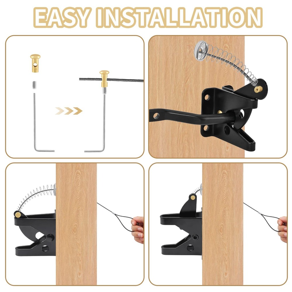 Biaungdo 2 Sets Gate Latch Cable Pull, Black Spring with