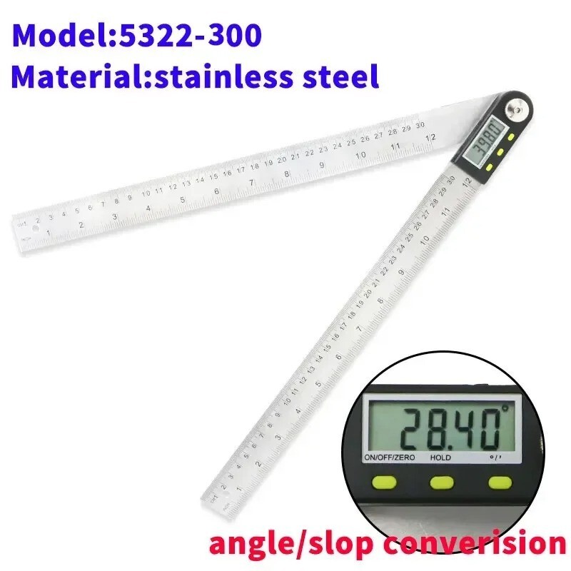 300 mm Digital Angle Ruler Stainless Steel Electronic Angle Meter