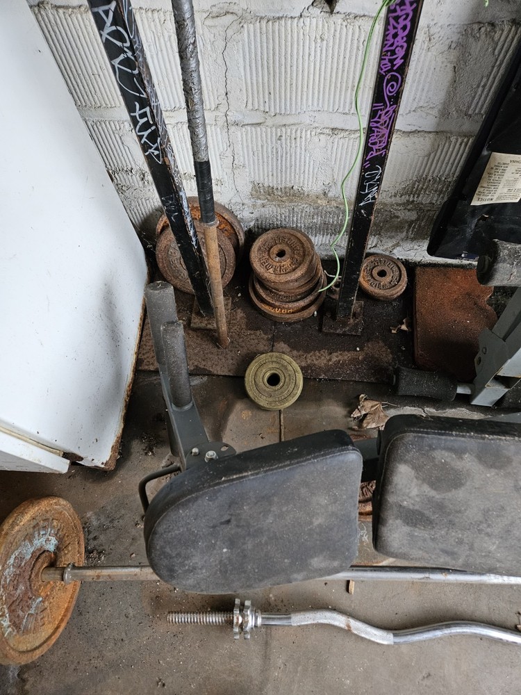 READ DESCRIPTION Weight Set Lot Assorted Weights Bars And Benches