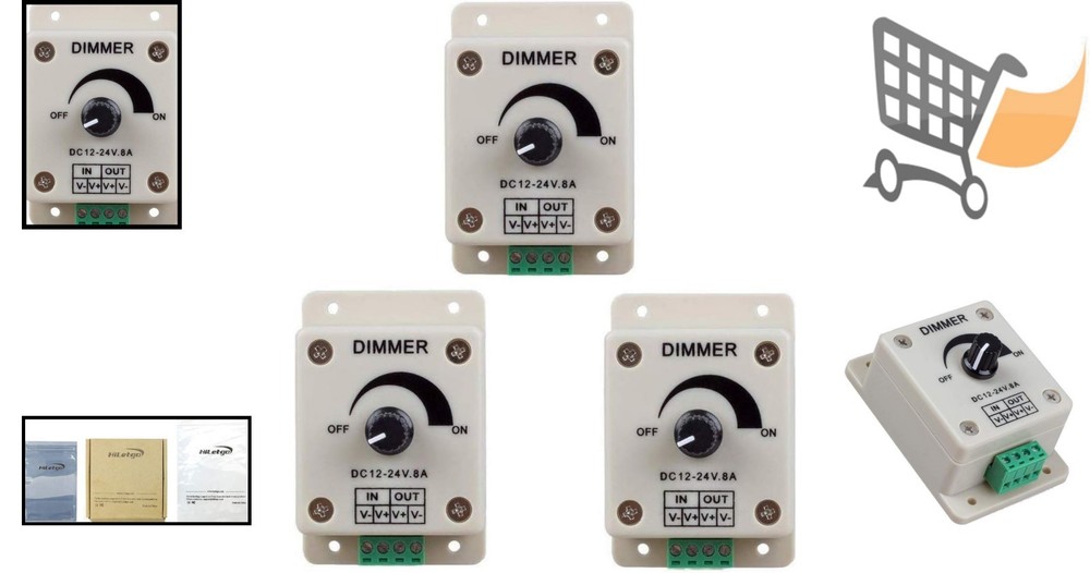 3pcs LED Dimmer Switch Controller 12-24V 8A PWM Brightness for LED Strips