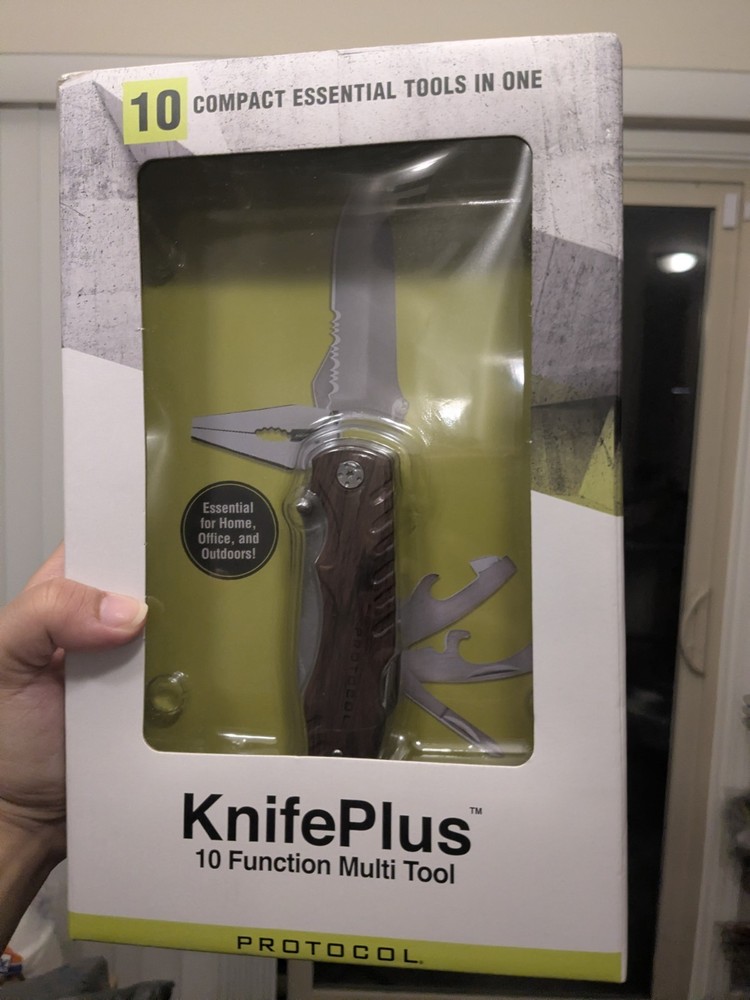 Protocol KnifePlus 10 Function Multi Tool, Stainless Steel, Pliers, Brown
