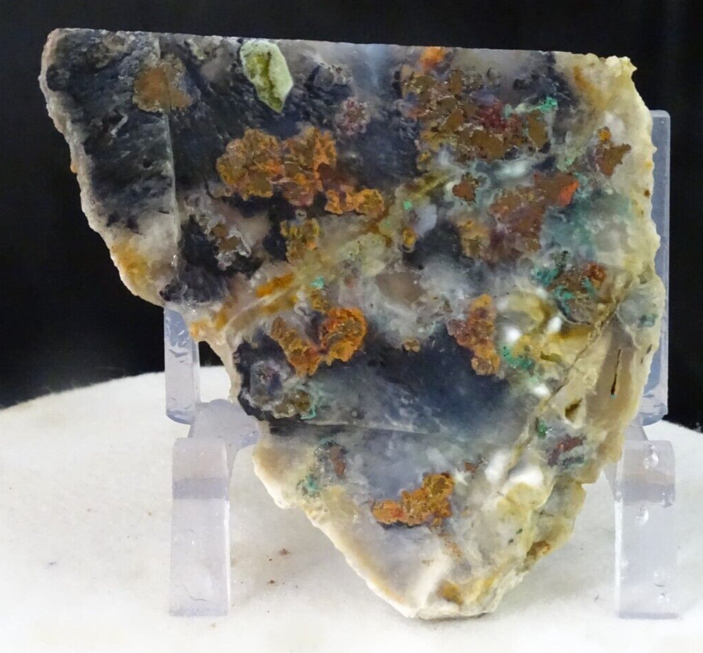 GEM CHRYSOCOLLA/COPPER FLOATING IN AGATE FROM INDONISIA RARE MATERIAL STUNNING