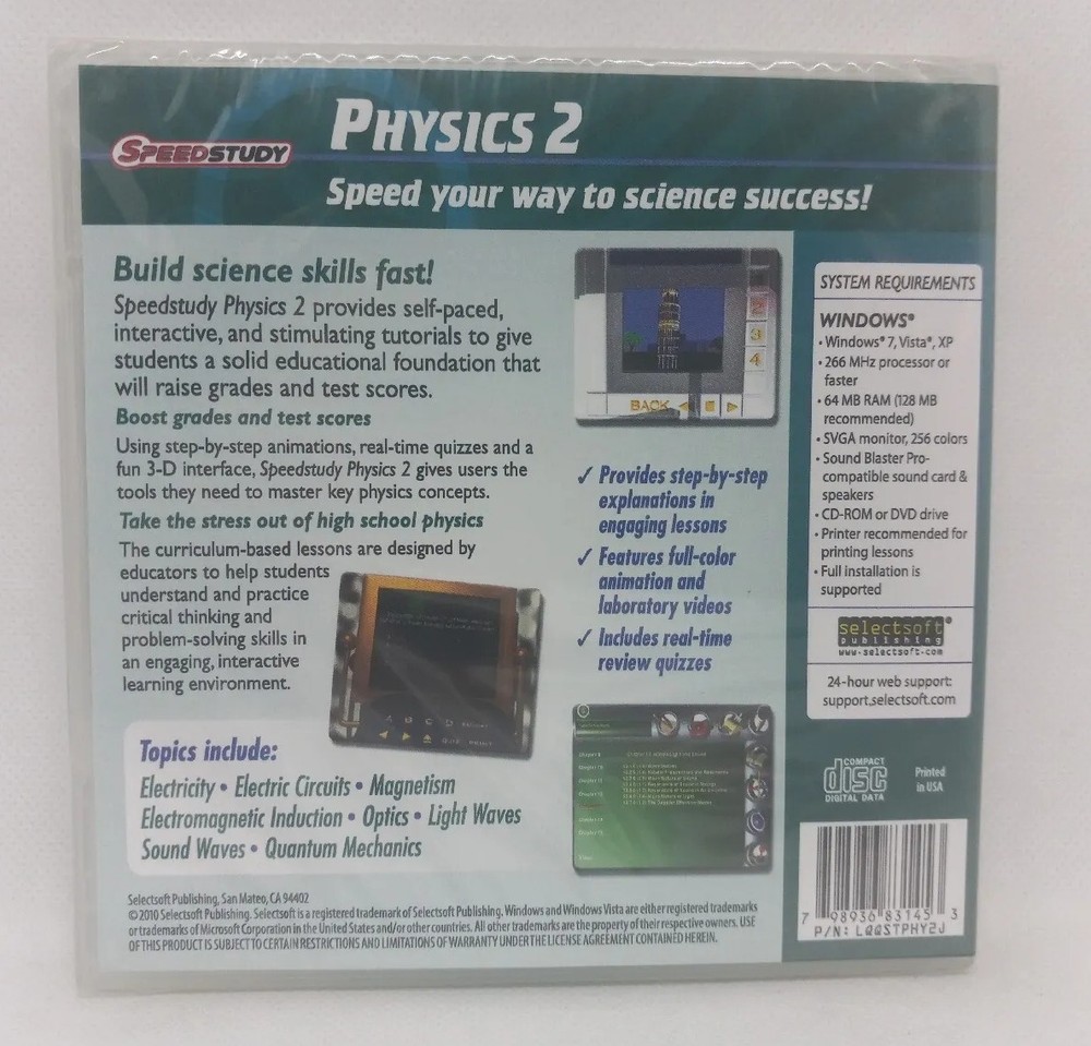 QuickStudy Physics 2 (PC) Windows 10 / 8 / 7 / Vista / XP * Brand New & Sealed