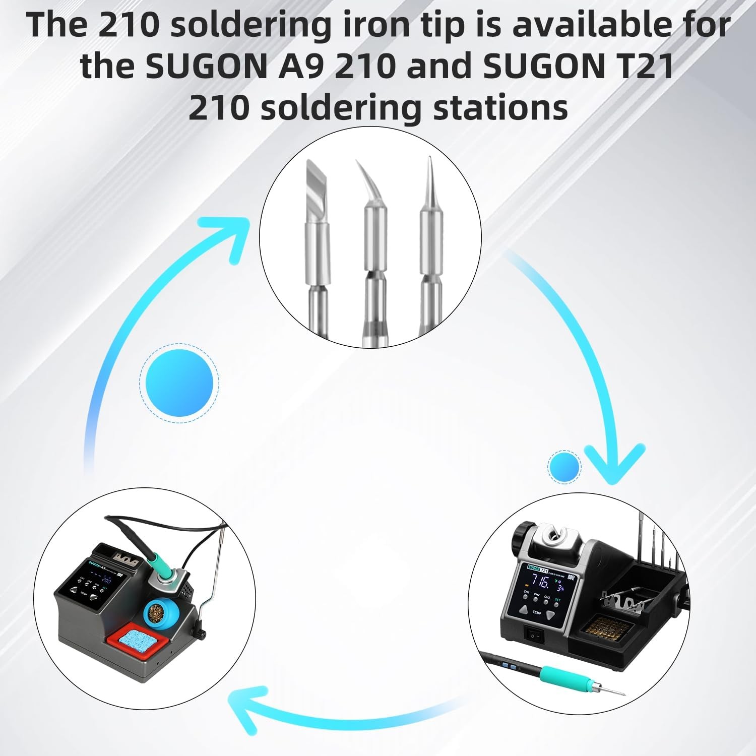 Soldering Iron Tip Set-3pcs K, IS,I,Model.Suitable for SUGON A9 and T21 210