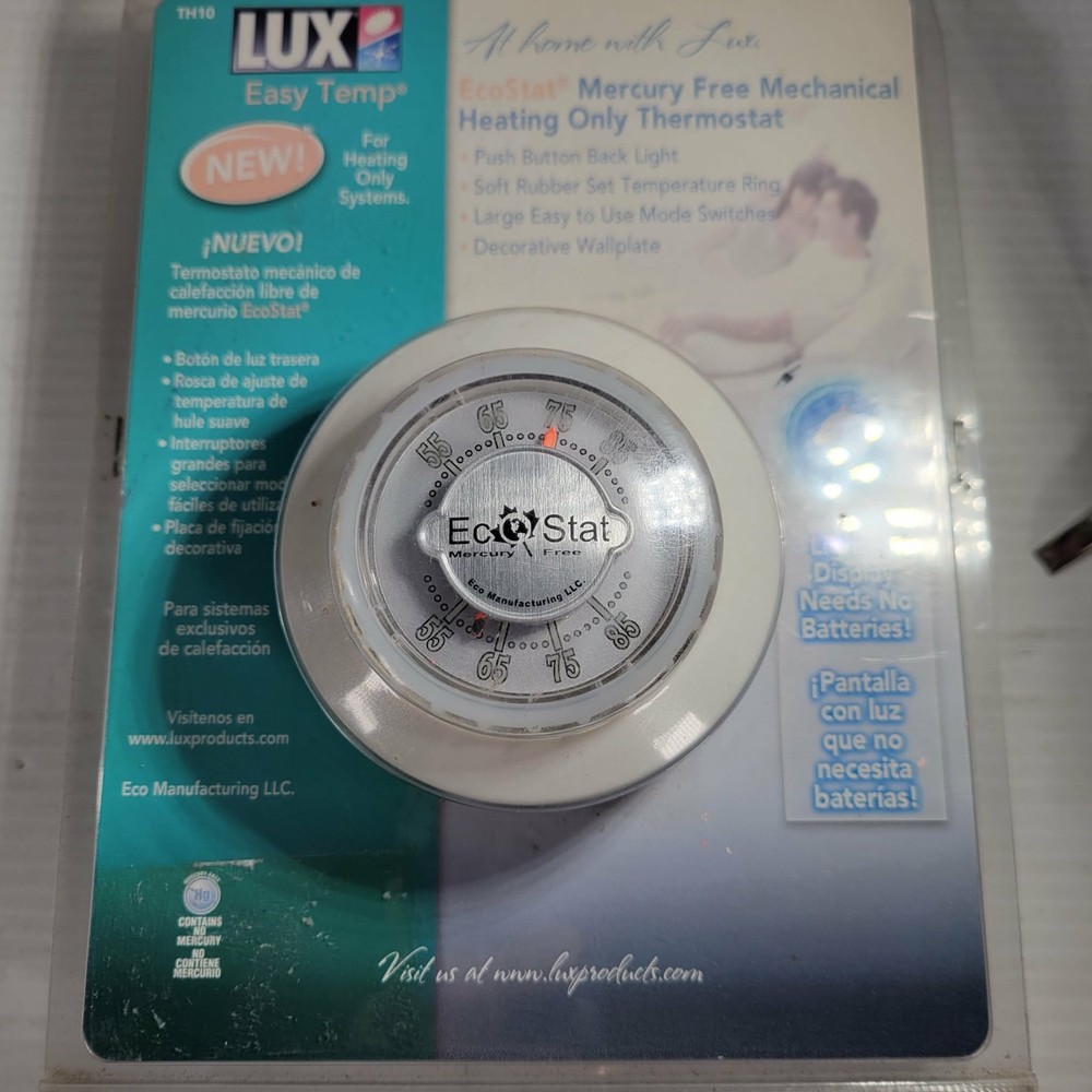 Lux Easy Temp THC15 Heating Cooling Mechanical Thermostat Lighted Display