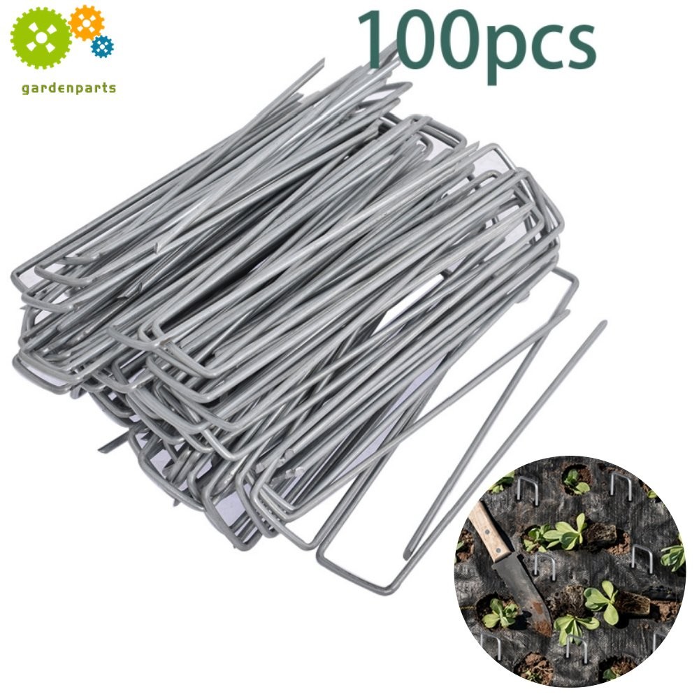 NEW 100PCS 6-Inch Landscape Staples Sod Staples Garden Stakes Square Pins Sturdy
