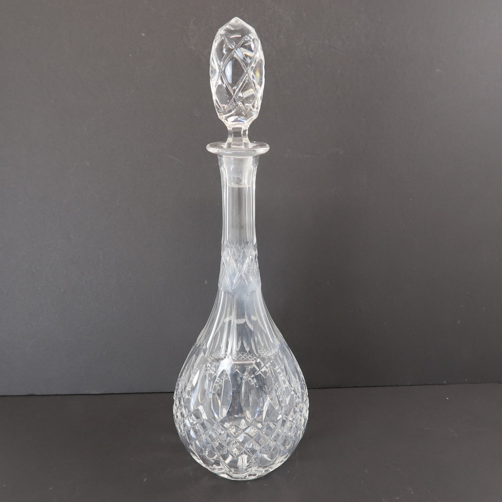 Vintage Clear Cut Decanter w/ Stopper Liquor Barware 14 inch tall