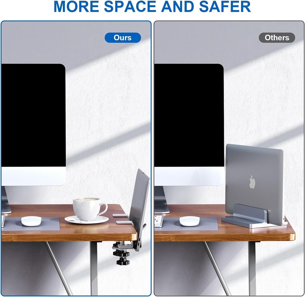 Vertical Laptop Stand, Adjustable Holder for Desk Side, fits Silvery